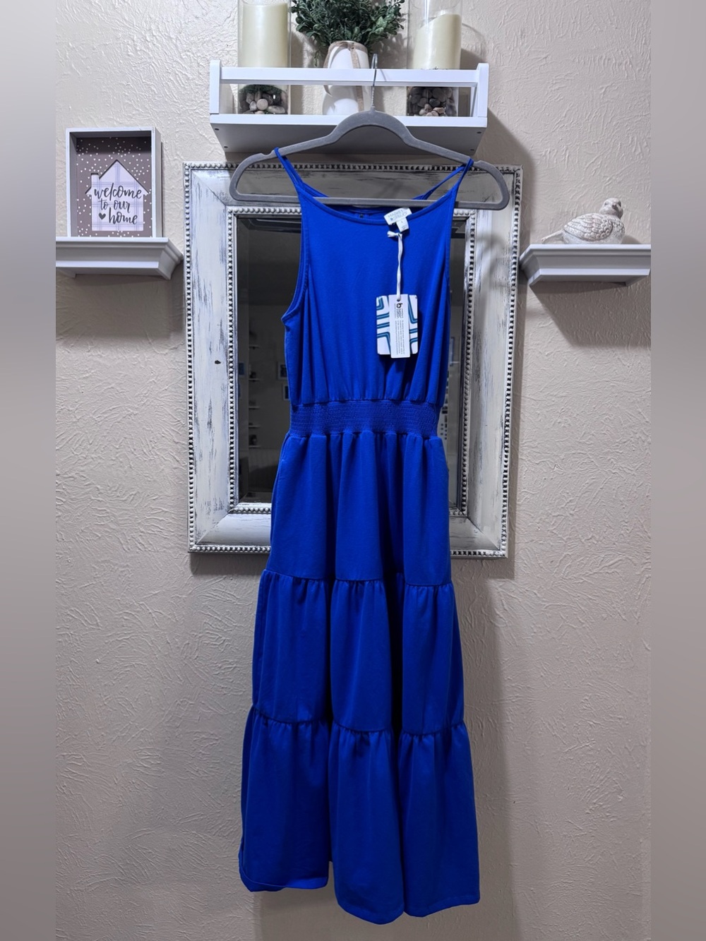NWT Market & Spruce Cobalt Blue Sleeveless Tiered Maxi Dress Sz S